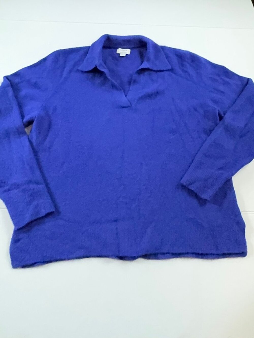 J CREW Factory Women's Sweater - Purple-Blue, V-Neck, X-Soft - Size Large